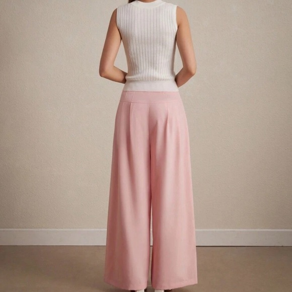 Elegant Pink Wide-Leg Pants - Picture 3 of 8